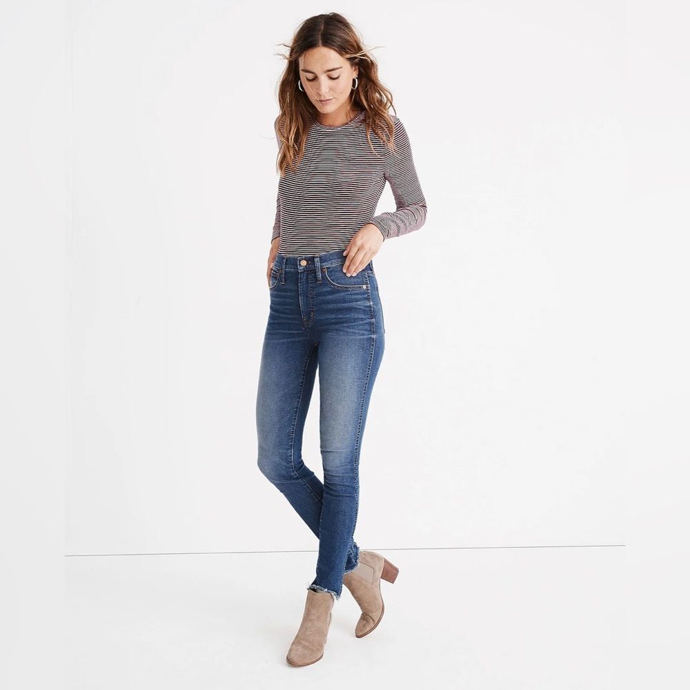 Madewell Curvy High Rise Raw Hem Minimalist Classic Casual Skinny Jeans